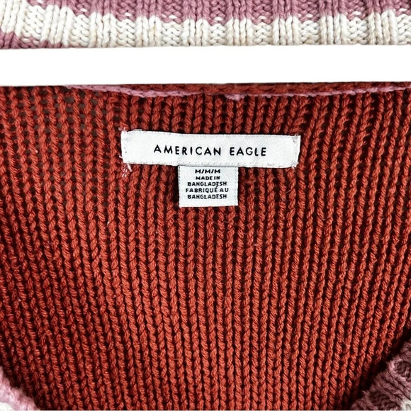 AEO • Orange Striped Knit Cardigan - Picture 3 of 8